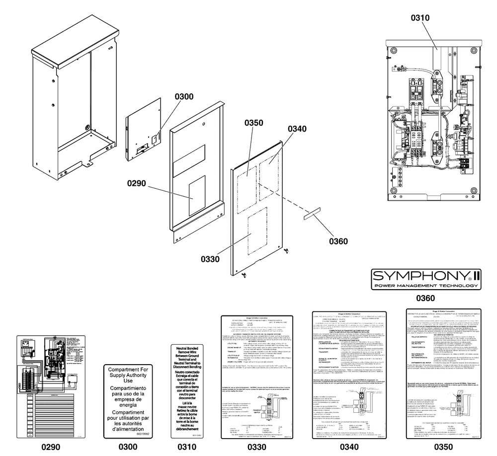 Decals Group - Ats Informational Diagram and Parts List for 071132-01  Briggs and Stratton Generator